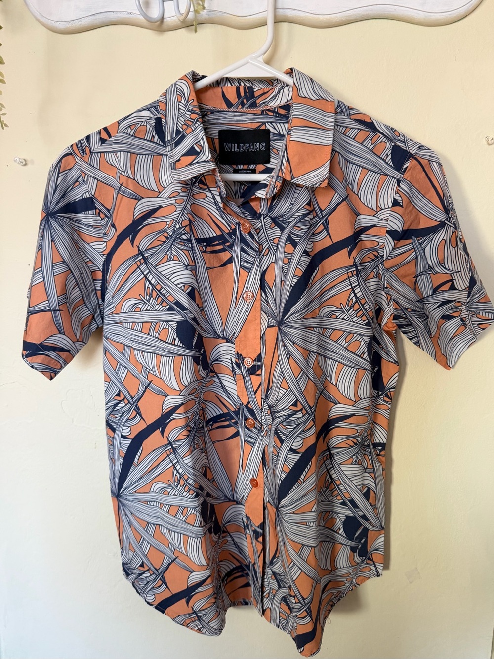 Wildfang Tropical-Print Short Sleeve Button-Up Shirt